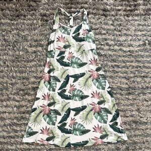 NWOT! Freedom Trail Green and Pink Tropical Print Sleeveless Dress, Size S